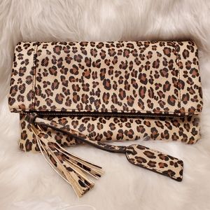Sole Society Folded Tassia Clutch in Feline Print